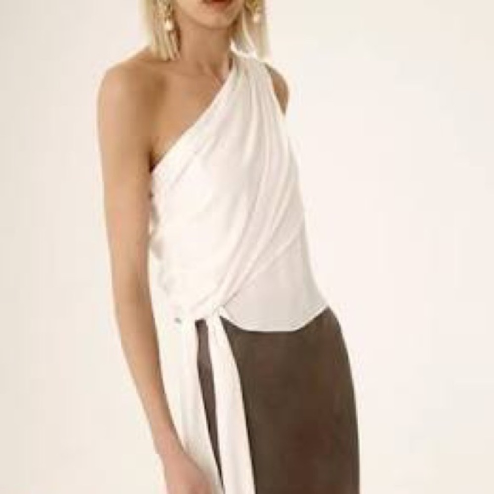 Krisa one shoulder tie top xs NWT